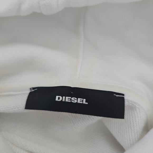 Diesel Women's Embroidered Logo Hoodie Sweatshirt White Size S Oversized Y2K - Picture 5 of 9